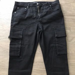 Helmut Lang Cropped Black Cargo Pants